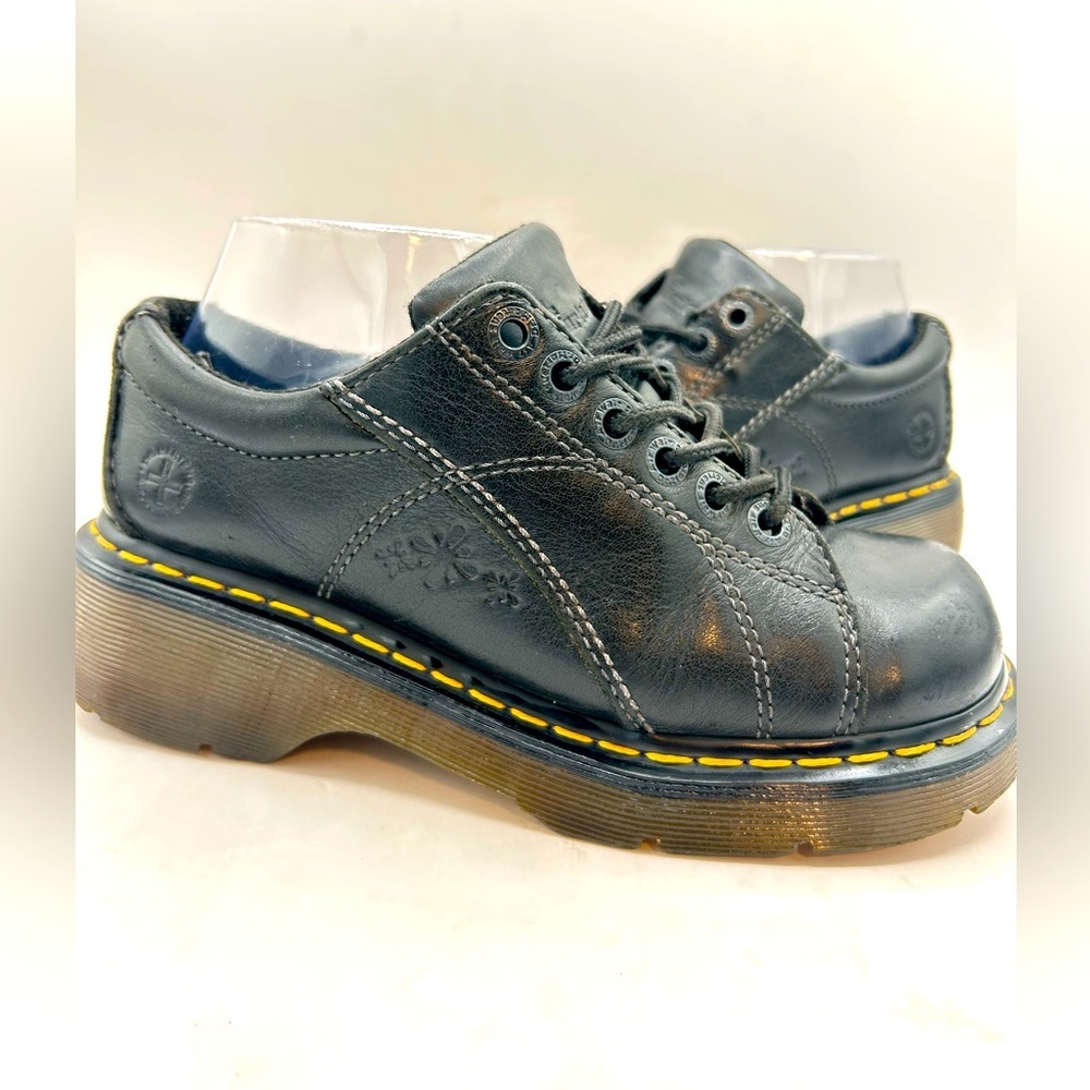 RARE DAISY Flower Dr. Martens Chunky Black Leather 12283 Oxford Boot WMS Sz 7 - Picture 15 of 15